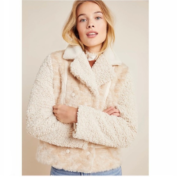 Anthropologie Marrakech Faux Fur Moto Jacket - Picture 1 of 14